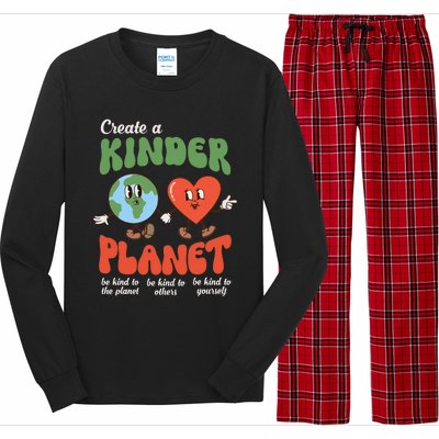 Be Kind Planet Save Earth Day Retro Groovy Environment Long Sleeve Pajama Set