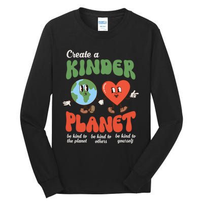 Be Kind Planet Save Earth Day Retro Groovy Environment Tall Long Sleeve T-Shirt