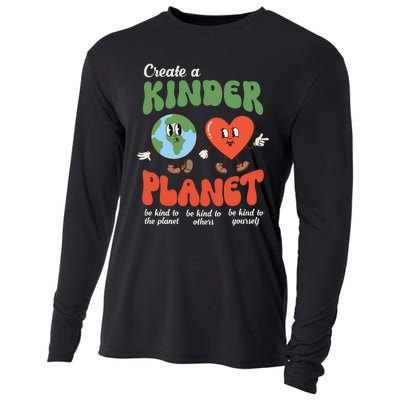 Be Kind Planet Save Earth Day Retro Groovy Environment Cooling Performance Long Sleeve Crew