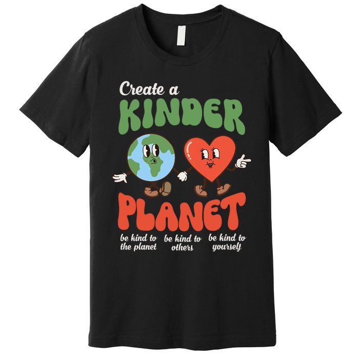 Be Kind Planet Save Earth Day Retro Groovy Environment Premium T-Shirt