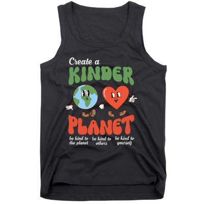 Be Kind Planet Save Earth Day Retro Groovy Environment Tank Top