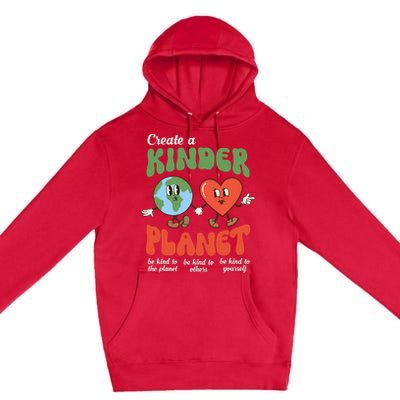 Be Kind Planet Save Earth Day Retro Groovy Environment Premium Pullover Hoodie