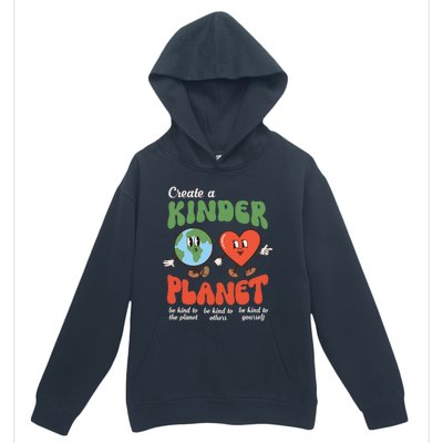 Be Kind Planet Save Earth Day Retro Groovy Environment Urban Pullover Hoodie