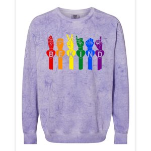 Be Kind Pride Sign Language Rainbow Teachers Interpreter Asl Gift Colorblast Crewneck Sweatshirt