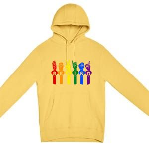 Be Kind Pride Sign Language Rainbow Teachers Interpreter Asl Gift Premium Pullover Hoodie