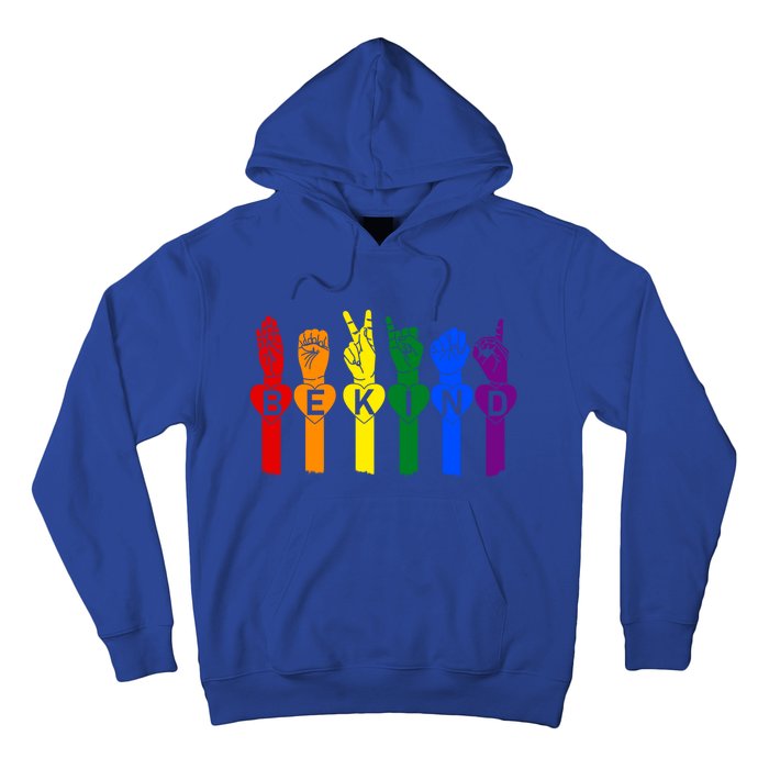 Be Kind Pride Sign Language Rainbow Teachers Interpreter Asl Gift Hoodie