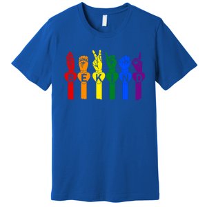 Be Kind Pride Sign Language Rainbow Teachers Interpreter Asl Gift Premium T-Shirt