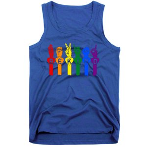 Be Kind Pride Sign Language Rainbow Teachers Interpreter Asl Gift Tank Top