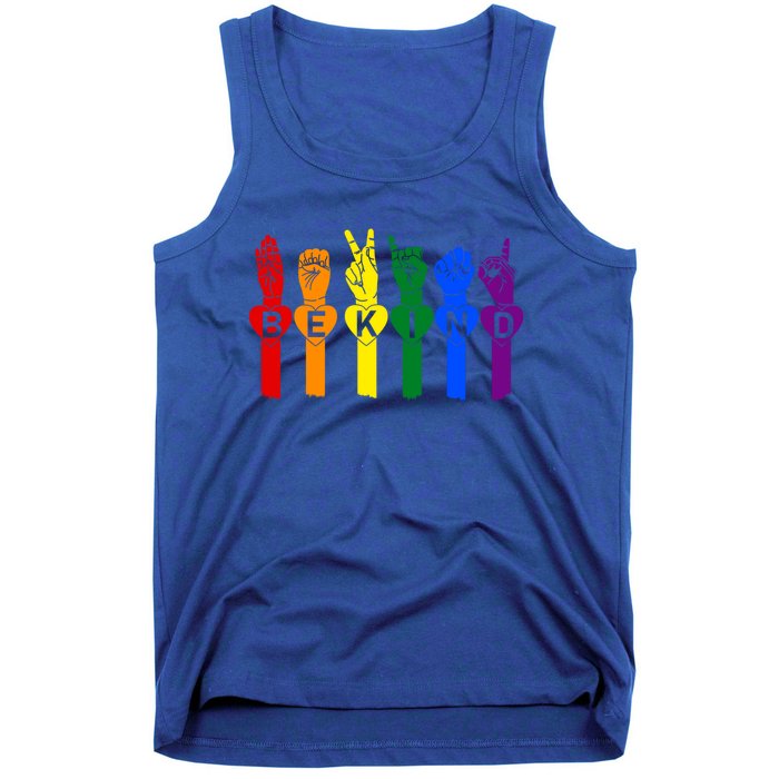 Be Kind Pride Sign Language Rainbow Teachers Interpreter Asl Gift Tank Top