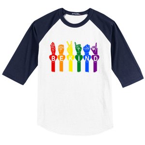 Be Kind Pride Sign Language Rainbow Teachers Interpreter Asl Gift Baseball Sleeve Shirt