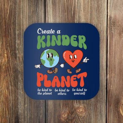 Be Kind Planet Save Earth Day Retro Groovy Environment Coaster