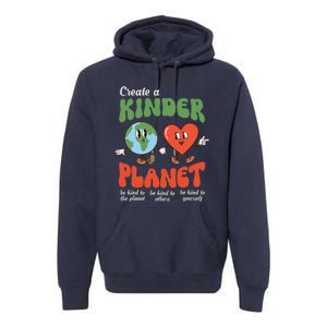 Be Kind Planet Save Earth Day Retro Groovy Environment Premium Hoodie