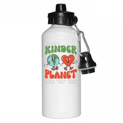 Be Kind Planet Save Earth Day Retro Groovy Environment Aluminum Water Bottle