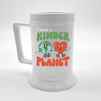 Be Kind Planet Save Earth Day Retro Groovy Environment Beer Stein