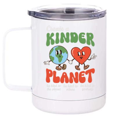 Be Kind Planet Save Earth Day Retro Groovy Environment 12 oz Stainless Steel Tumbler Cup