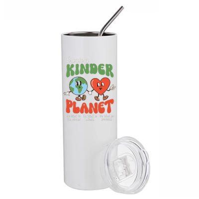 Be Kind Planet Save Earth Day Retro Groovy Environment Stainless Steel Tumbler