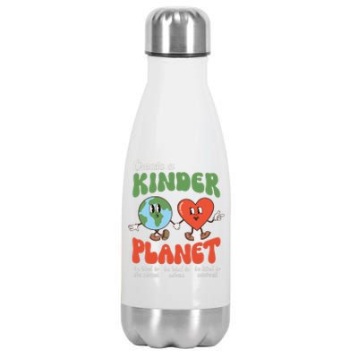 Be Kind Planet Save Earth Day Retro Groovy Environment Stainless Steel Insulated Water Bottle