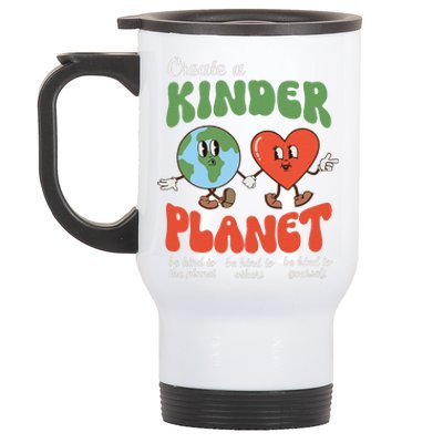 Be Kind Planet Save Earth Day Retro Groovy Environment Stainless Steel Travel Mug