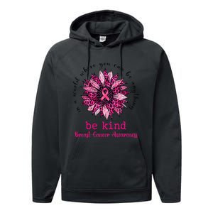 Be kind Pink Ribbon Breast Cancer Awareness Support Squad Performance Fleece Hoodie