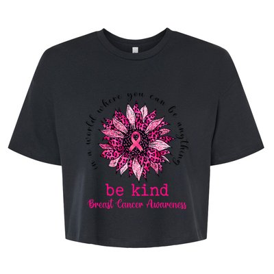 Be kind Pink Ribbon Breast Cancer Awareness Support Squad Bella+Canvas Jersey Crop Tee