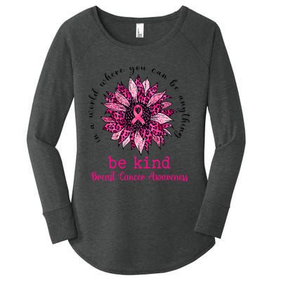 Be kind Pink Ribbon Breast Cancer Awareness Support Squad Women's Perfect Tri Tunic Long Sleeve Shirt