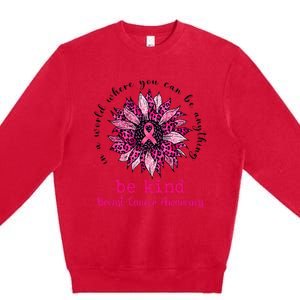 Be kind Pink Ribbon Breast Cancer Awareness Support Squad Premium Crewneck Sweatshirt