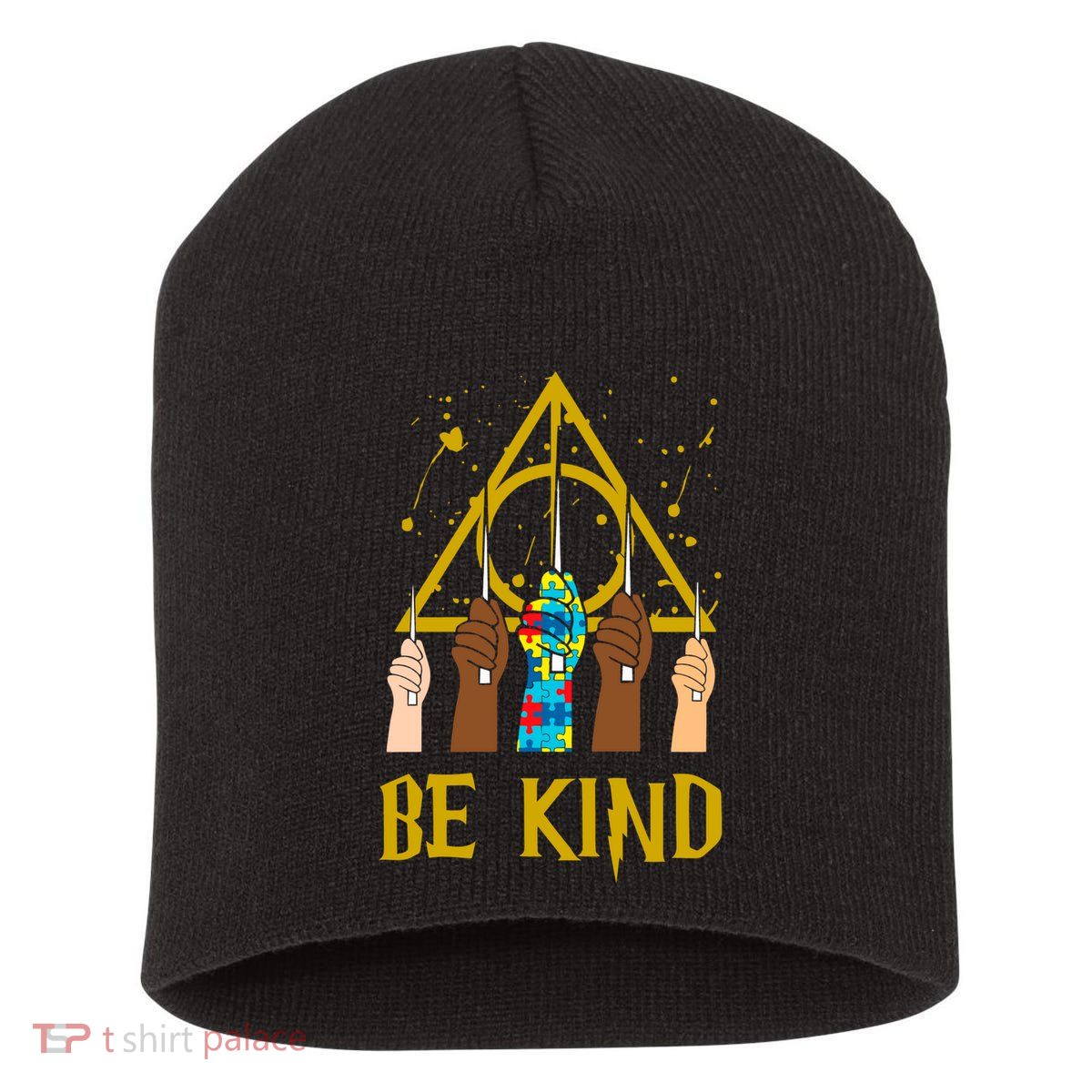 Be Kind Puzzle Ribbon Harry Autism Awareness Wizard Short Acrylic Beanie