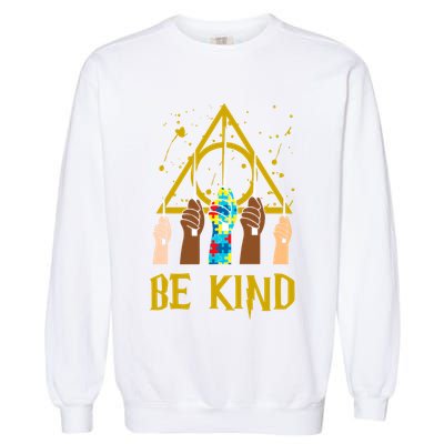 Be Kind Puzzle Ribbon Harry Autism Awareness Wizard Garment-Dyed Sweatshirt