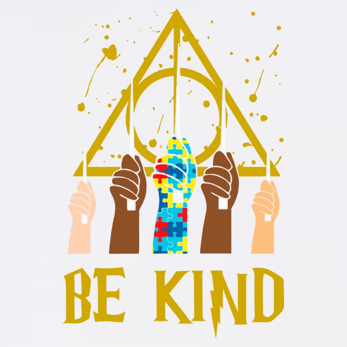 Be Kind Puzzle Ribbon Harry Autism Awareness Wizard Garment-Dyed Sweatshirt