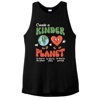 Be Kind Planet Save Earth Day Retro Groovy Environt Gift Ladies PosiCharge Tri-Blend Wicking Tank