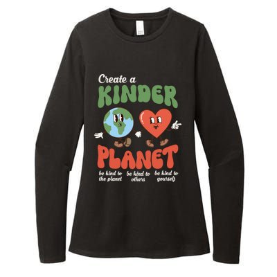 Be Kind Planet Save Earth Day Retro Groovy Environt Gift Womens CVC Long Sleeve Shirt