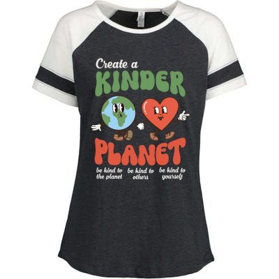 Be Kind Planet Save Earth Day Retro Groovy Environt Gift Enza Ladies Jersey Colorblock Tee