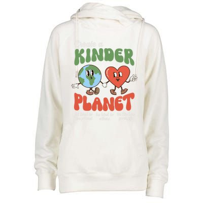 Be Kind Planet Save Earth Day Retro Groovy Environt Gift Womens Funnel Neck Pullover Hood