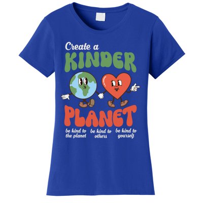 Be Kind Planet Save Earth Day Retro Groovy Environt Gift Women's T-Shirt