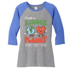 Be Kind Planet Save Earth Day Retro Groovy Environt Gift Women's Tri-Blend 3/4-Sleeve Raglan Shirt