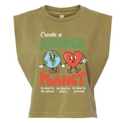 Be Kind Planet Save Earth Day Retro Groovy Environt Gift Garment-Dyed Women's Muscle Tee