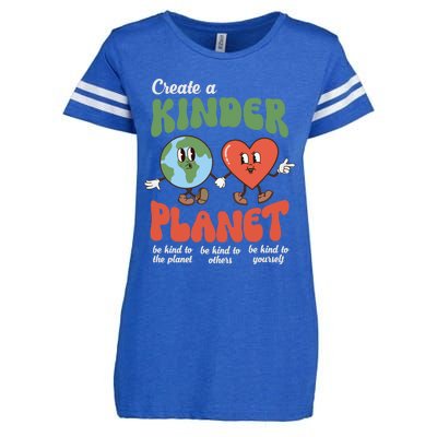 Be Kind Planet Save Earth Day Retro Groovy Environt Gift Enza Ladies Jersey Football T-Shirt