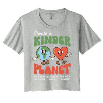 Be Kind Planet Save Earth Day Retro Groovy Environt Gift Women's Crop Top Tee