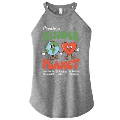 Be Kind Planet Save Earth Day Retro Groovy Environt Gift Women's Perfect Tri Rocker Tank