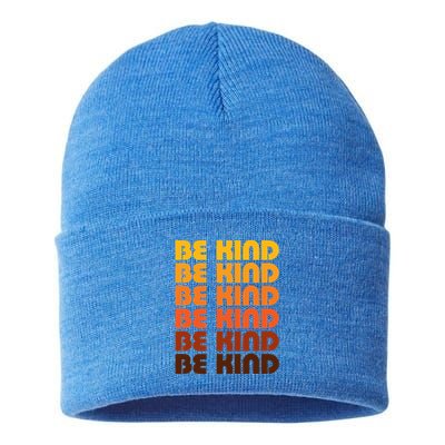 Be Kind Positive Inspirational Kindness Retro Vintage Gift Sustainable Knit Beanie