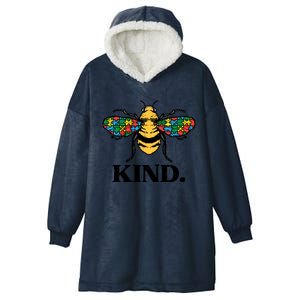 Bee Kind Puzzle Cute Autism Awareness Acceptance Autistic Cool Gift Hooded Wearable Blanket