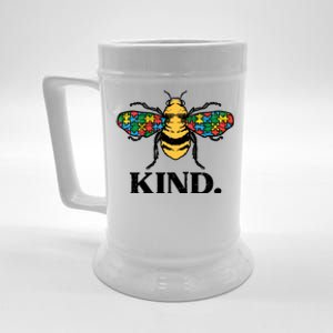 Bee Kind Puzzle Cute Autism Awareness Acceptance Autistic Cool Gift Beer Stein