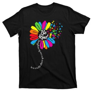 Be Kind Puzzle Mom Sunflower Autism Awareness T-Shirt