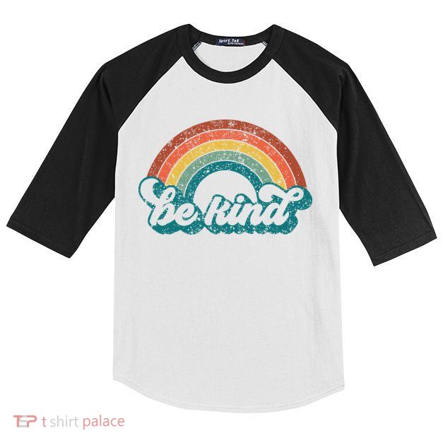 Be Kind Rainbow LGBT Flag LGBT Pride Month Retro Vintage Kids Colorblock Raglan Jersey
