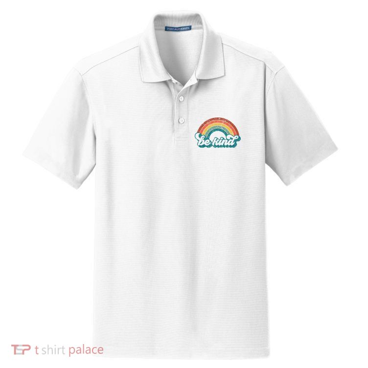 Be Kind Rainbow LGBT Flag LGBT Pride Month Retro Vintage Dry Zone Grid Polo
