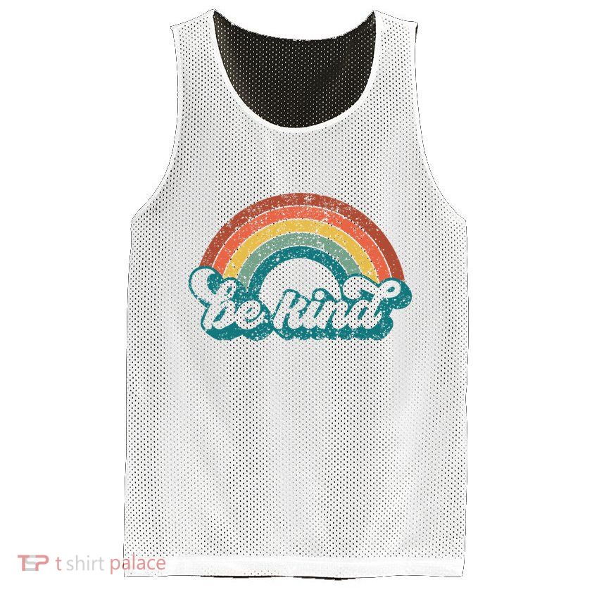 Be Kind Rainbow LGBT Flag LGBT Pride Month Retro Vintage Mesh Reversible Basketball Jersey Tank