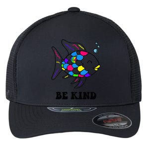 Be Kind Rainbow Fish Teacher Life Teaching Back To School Flexfit Unipanel Trucker Cap