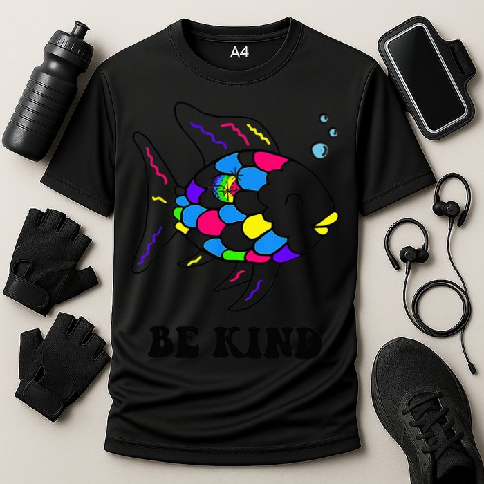 Be Kind Rainbow Fish Teacher Life Teaching Back To School Cooling Performance Crew T-Shirt