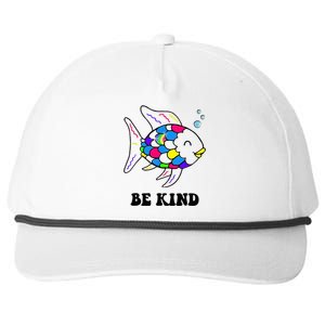 Be Kind Rainbow Fish Teacher Life Teaching Back To School Snapback Five-Panel Rope Hat