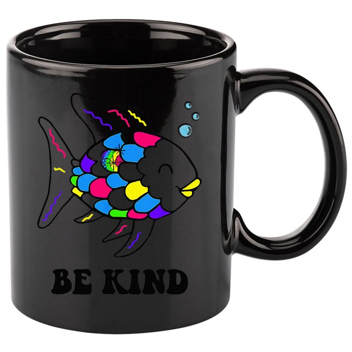 Be Kind Rainbow Fish Teacher Life Teaching Back To School 11oz C Handle Ceramic Mug